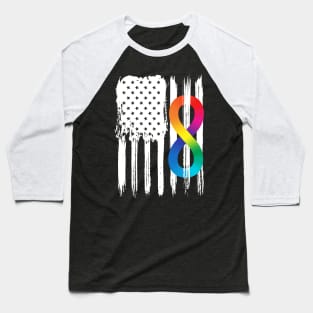 Rainbow Infinity Symbol With American Flag Baseball T-Shirt